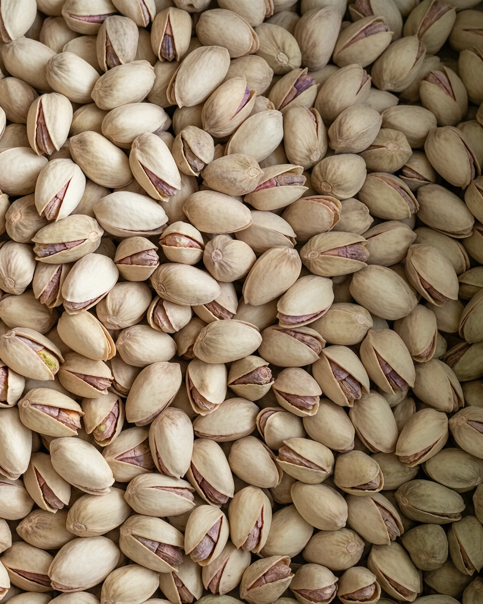 Pistachios in shell filling the frame, shot from above